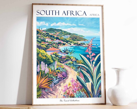 South Africa Poster South Africa Travel Print African Decor Tropical Decor Botanical Art African Gift South African Gift
