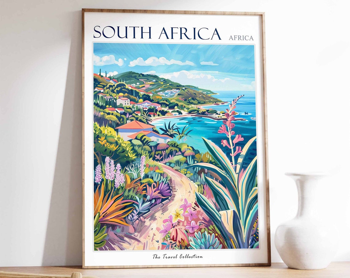 South Africa Coastal Garden Path Tropical Beach Travel Poster