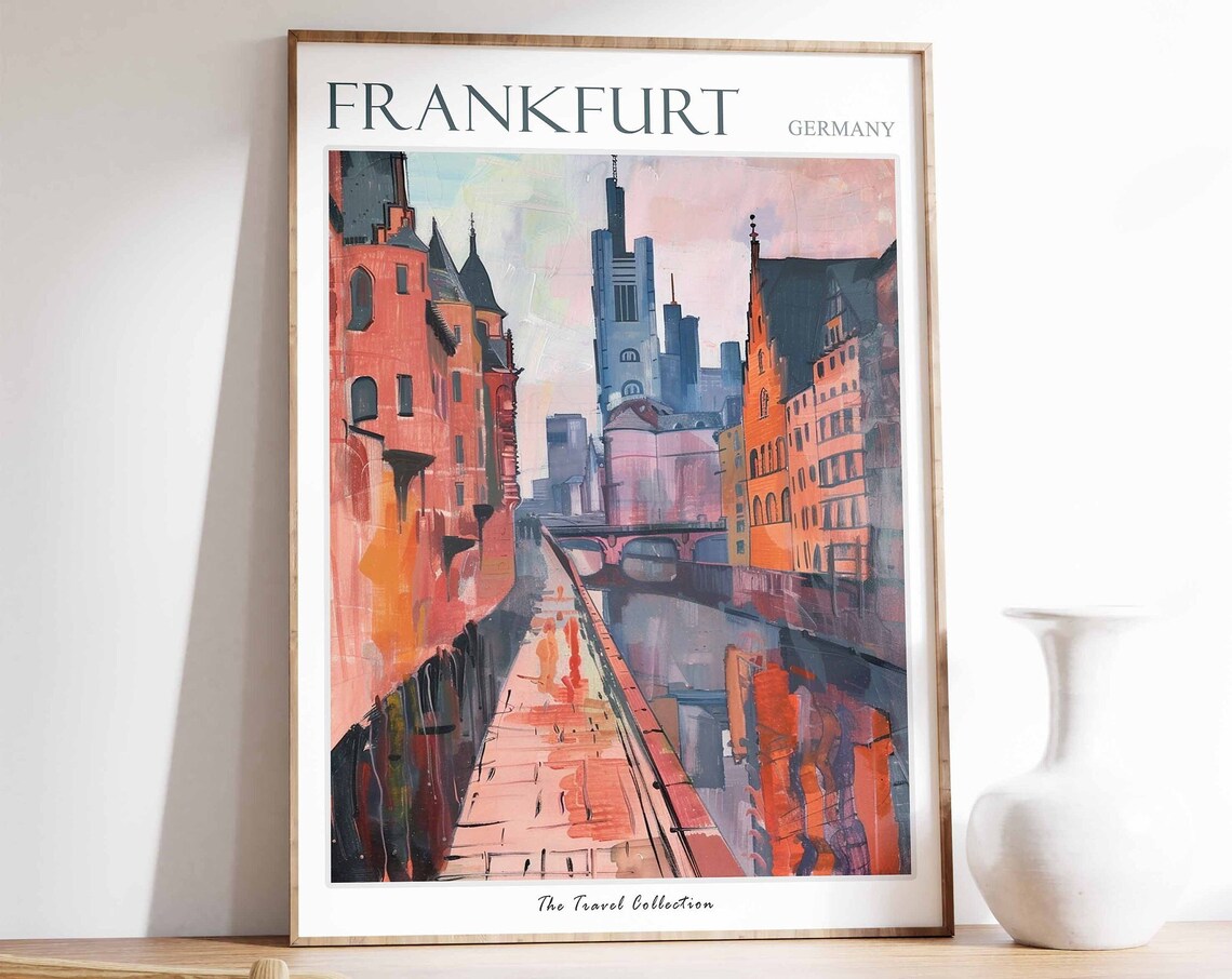 Frankfurt Germany Painted Old Town Street Buildings Art Poster