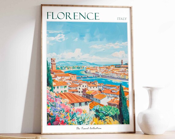 Florence Coast Poster Florence Coast Travel Print Tropical Decor Botanical Wall Art Florence Gift Italian Print Italian Poster