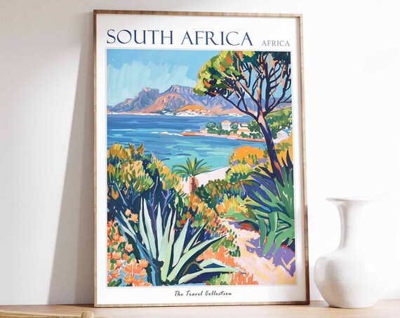 South Africa Poster South Africa Travel Print African Decor Tropical Decor Botanical Art African Gift South African Gift