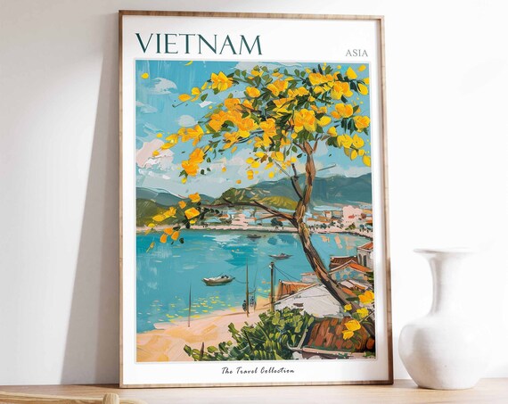 Vietnam Poster Vietnam Travel Print Vietnamese Decor Tropical Wall Art Botanical Print Asian Art Asian Gift Vietnamese Travel Print