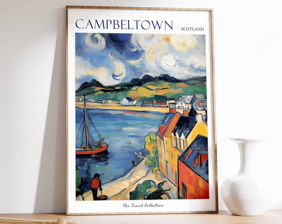 Campbeltown Travel Poster, Scotland Coastal Decor