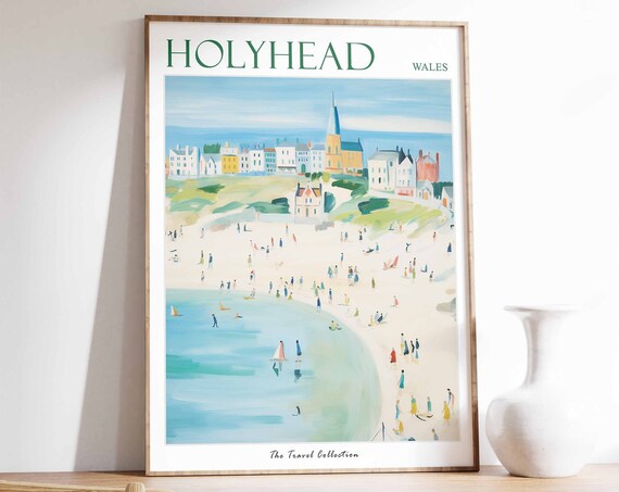 Holyhead Poster Holyhead Travel Print Wales Travel Poster Welsh Decor Tropical Decor Sea Print Holyhead Gift Holyhead Travel Poster