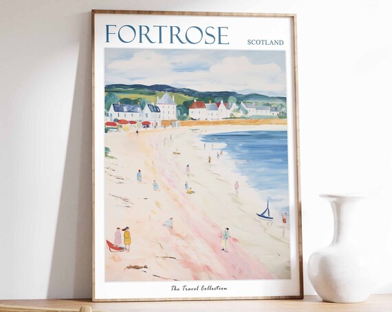 Fortrose Poster Fortrose Travel Print Scotland Travel Poster Scottish Decor Tropical Decor Sea Print Fortrose Gift
