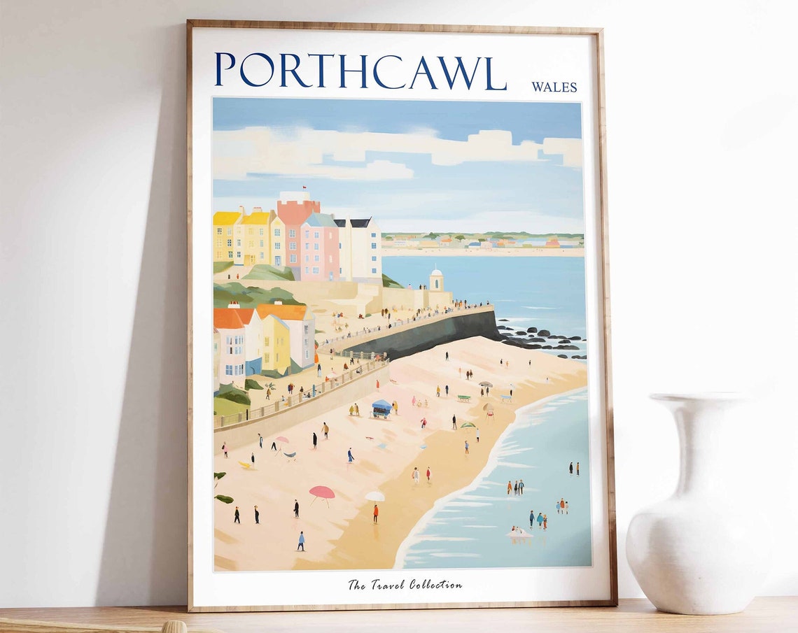 Porthcawl Poster Porthcawl Travel Print Wales Travel Poster Welsh Decor Tropical Decor Porthcawl Gift Porthcawl Travel Poster