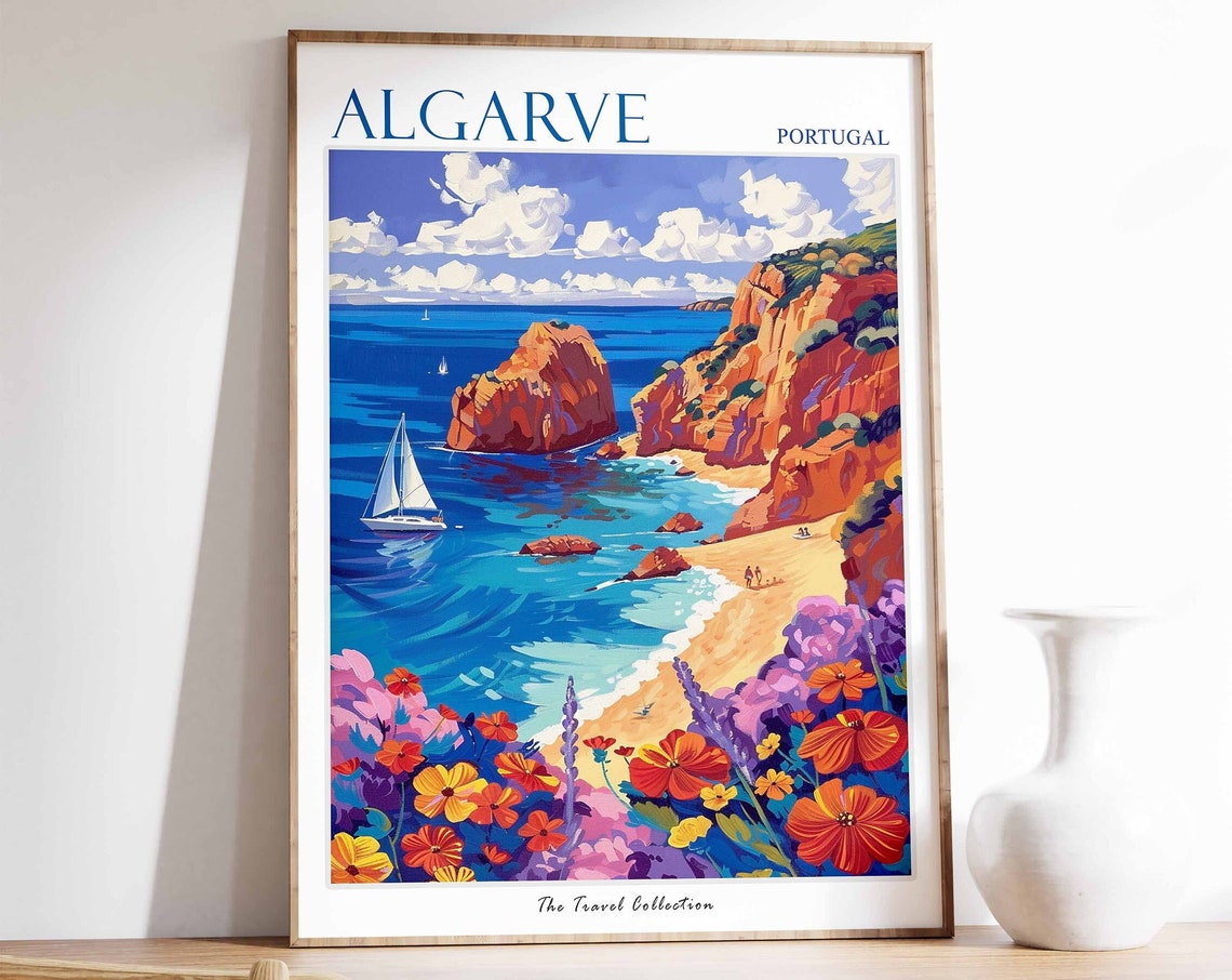 Algarve Portugal Golden Cliffs Beach Travel Collection Poster