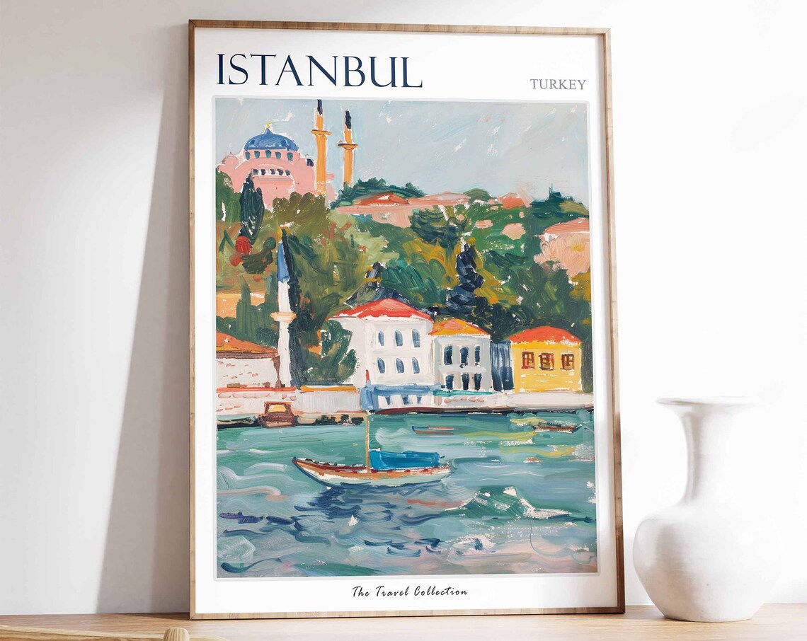 Istanbul Travel Poster, Turkish Travel Art Print