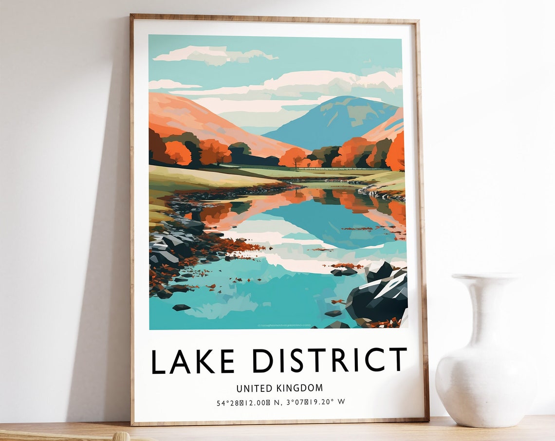 Lake District England Turquoise Water Mountain Reflection Poster