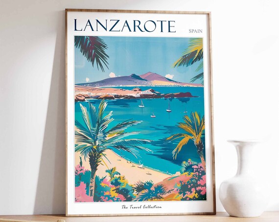 Lanzarote Poster Lanzarote Travel Print Tropical Decor Sea Wall Art Spanish Decor Spain Travel Print Lanzarote Gift