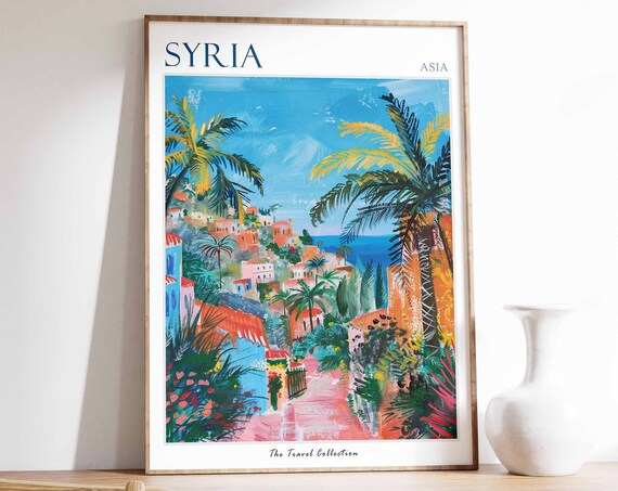 Syria Poster Syria Travel Print Syrian Decor Islamic Art Tropical Wall Art Botanical Print Art Syrian Gift Syrian Wall Art