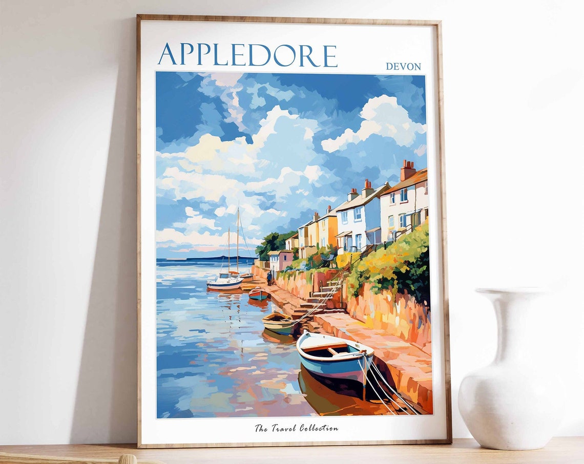 Appledore Devon England Harbor Boats Coastal Travel Art Poster