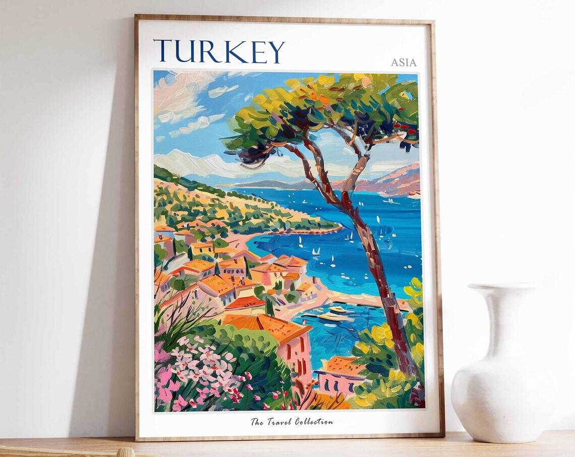 Turkey Travel Print, Turkish Botanical Decor Art