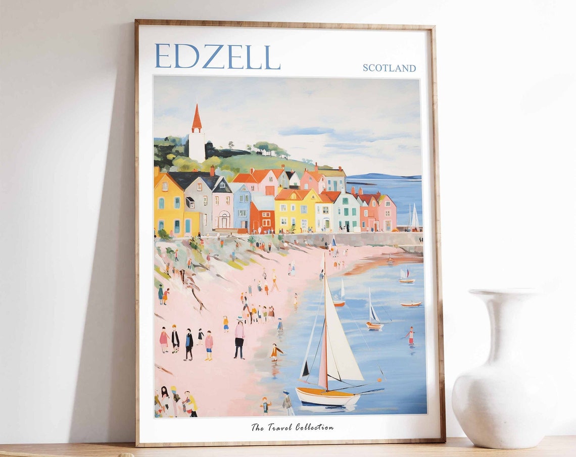 Edzell Poster Edzell Travel Print Scotland Travel Poster Scottish Decor Tropical Decor Sea Print Edzell Gift Edzell Travel Poster