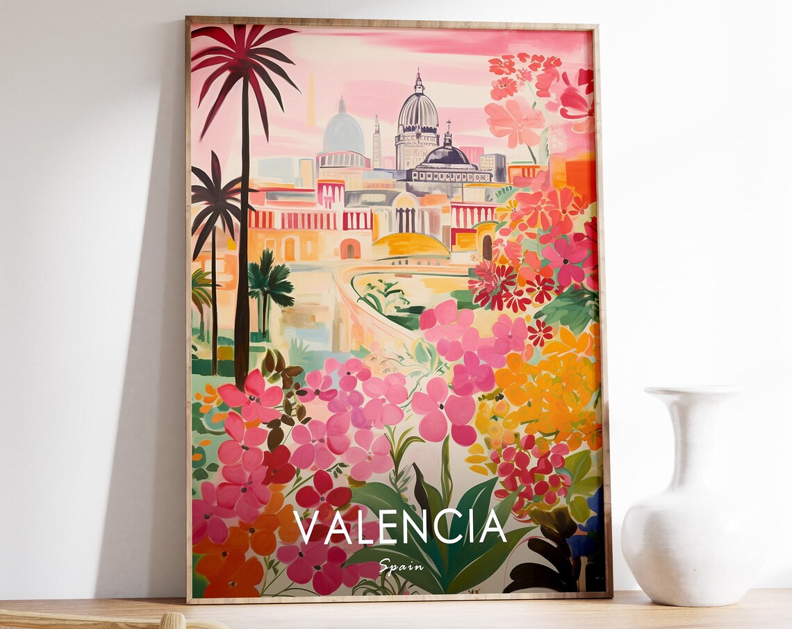 Valencia Spanish Travel Poster, Beach Coastal Decor