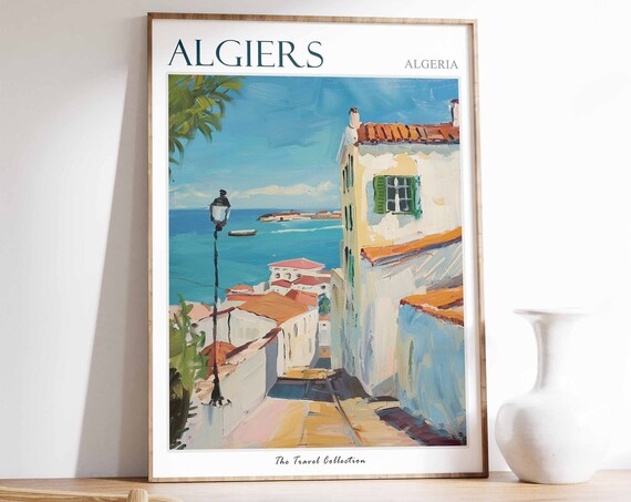 Algiers Poster Algiers Travel Print Algierian Decor North African Decor Islamic Art African Gift Algeria Gift Algierian Wall Art