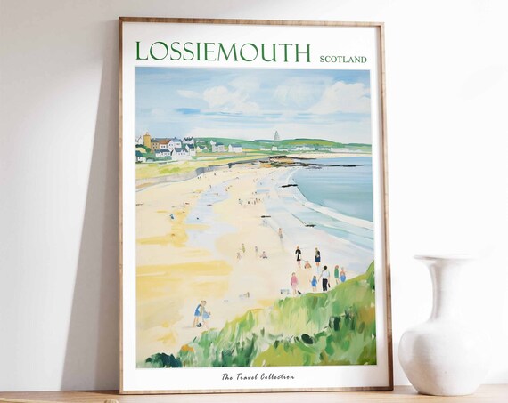 Lossiemouth Poster Lossiemouth Travel Print Scotland Travel Poster Scottish Decor Tropical Decor Sea Print Lossiemouth Travel Poster