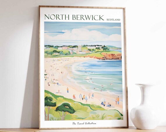 North Berwick Poster North Berwick Travel Print Scotland Travel Poster Scottish Decor Tropical Decor North Berwick Travel Poster