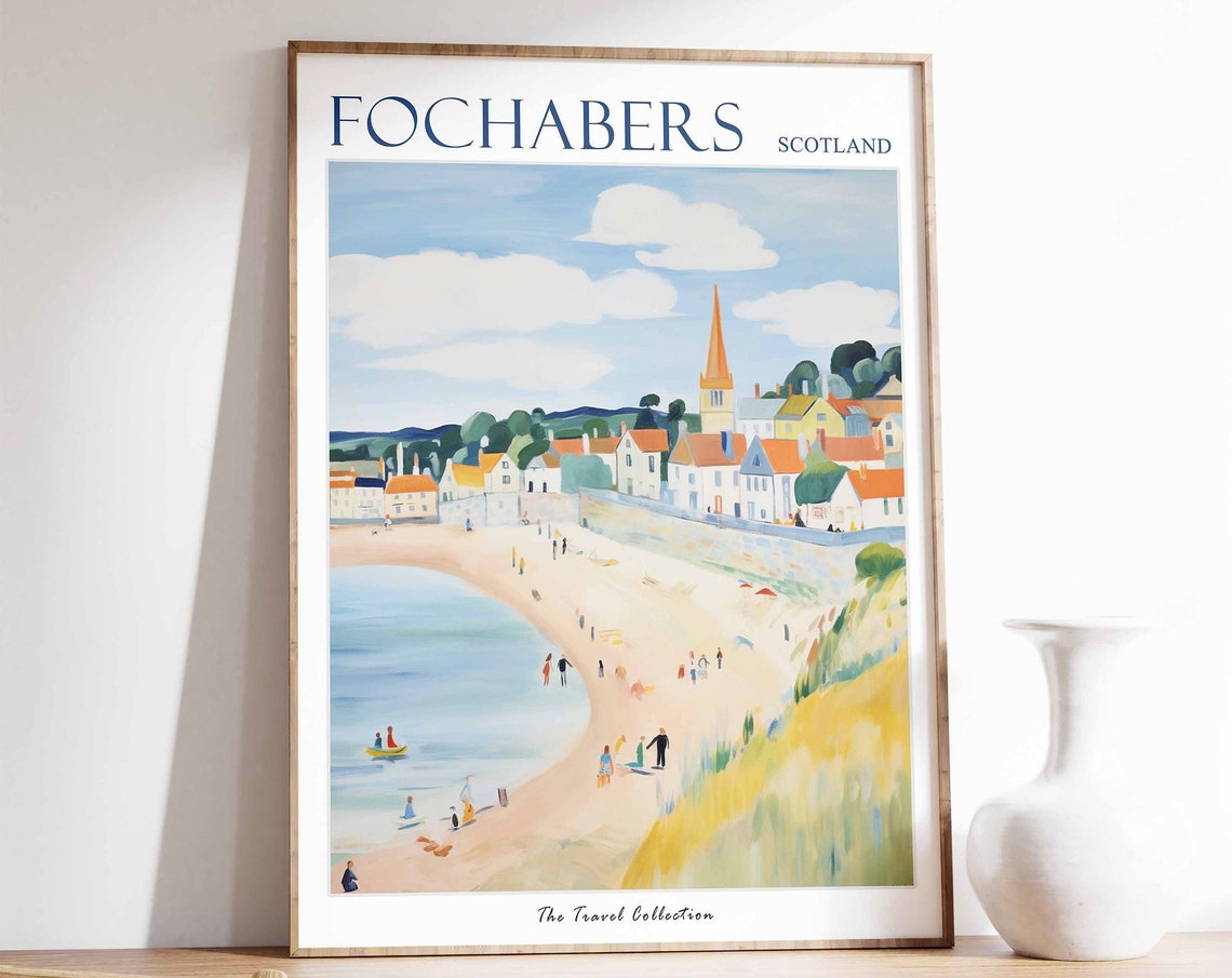 Fochabers Poster Fochabers Travel Print Scotland Travel Poster Scottish Decor Tropical Decor Sea Print Fochabers Gift