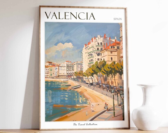 Valencia Poster Valencia Travel Print Tropical Decor City Wall Art French Decor France Travel Print Valencia Gift
