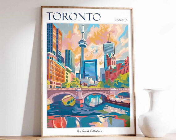Toronto Poster Toronto Travel Print Tropical Decor City Wall Art Canadian Decor Canada Travel Print Toronto Gift