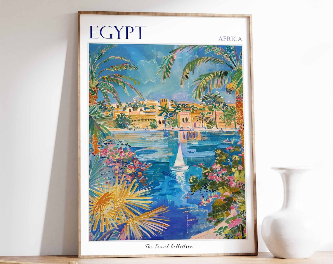 Egypt Travel Poster, Islamic Middle Eastern Decor