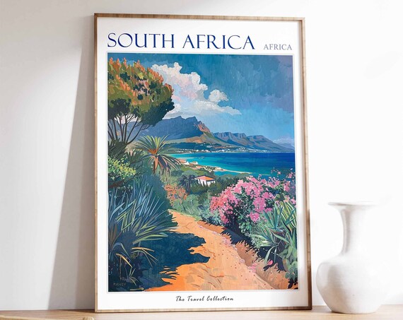South Africa Poster South Africa Travel Print African Decor Tropical Decor Botanical Art African Gift South African Gift