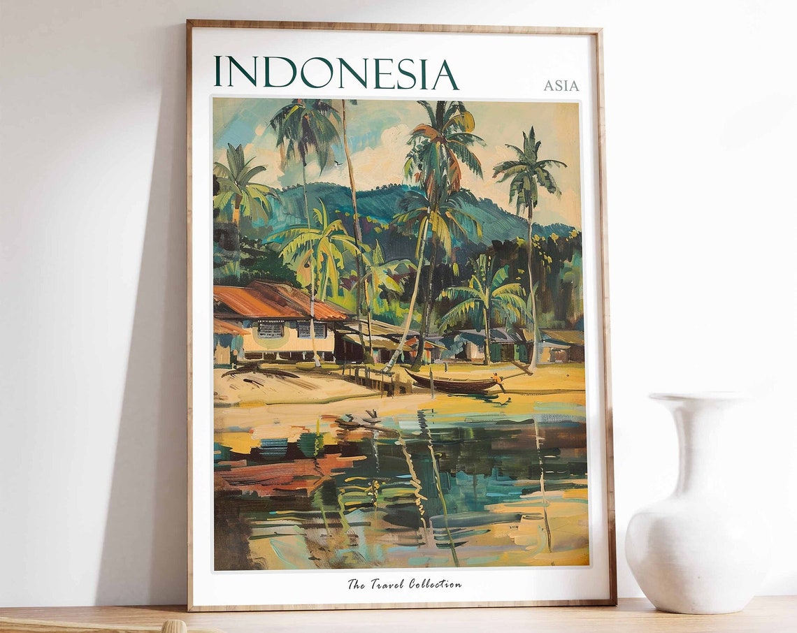 Indonesia Poster Indonesia Travel Print Asian Decor Indonesian Travel Poster Indonesian Art Oriental Poster Asian Wall Art