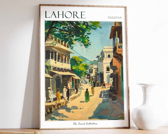 Lahore Poster Lahore Travel Print Tropical Decor Botanical Wall Art Pakistani Decor Pakistan Travel Print Lahore Gift