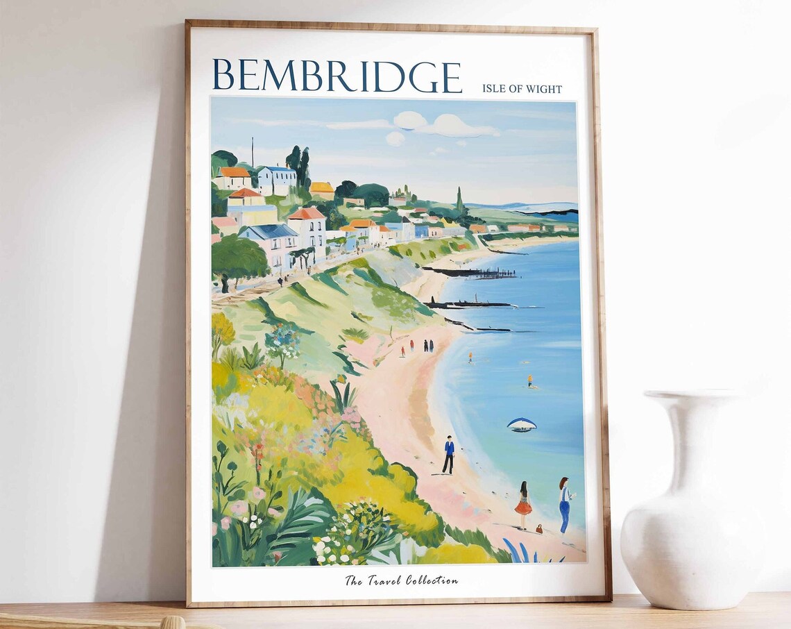 Bembridge Isle of Wight Beach Town Shoreline Seaside Art Poster