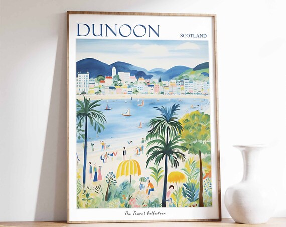 Dunoon Poster Dunoon Travel Print Scotland Travel Poster Scottish Decor Tropical Decor Sea Print Dunoon Gift Dunoon Travel Poster