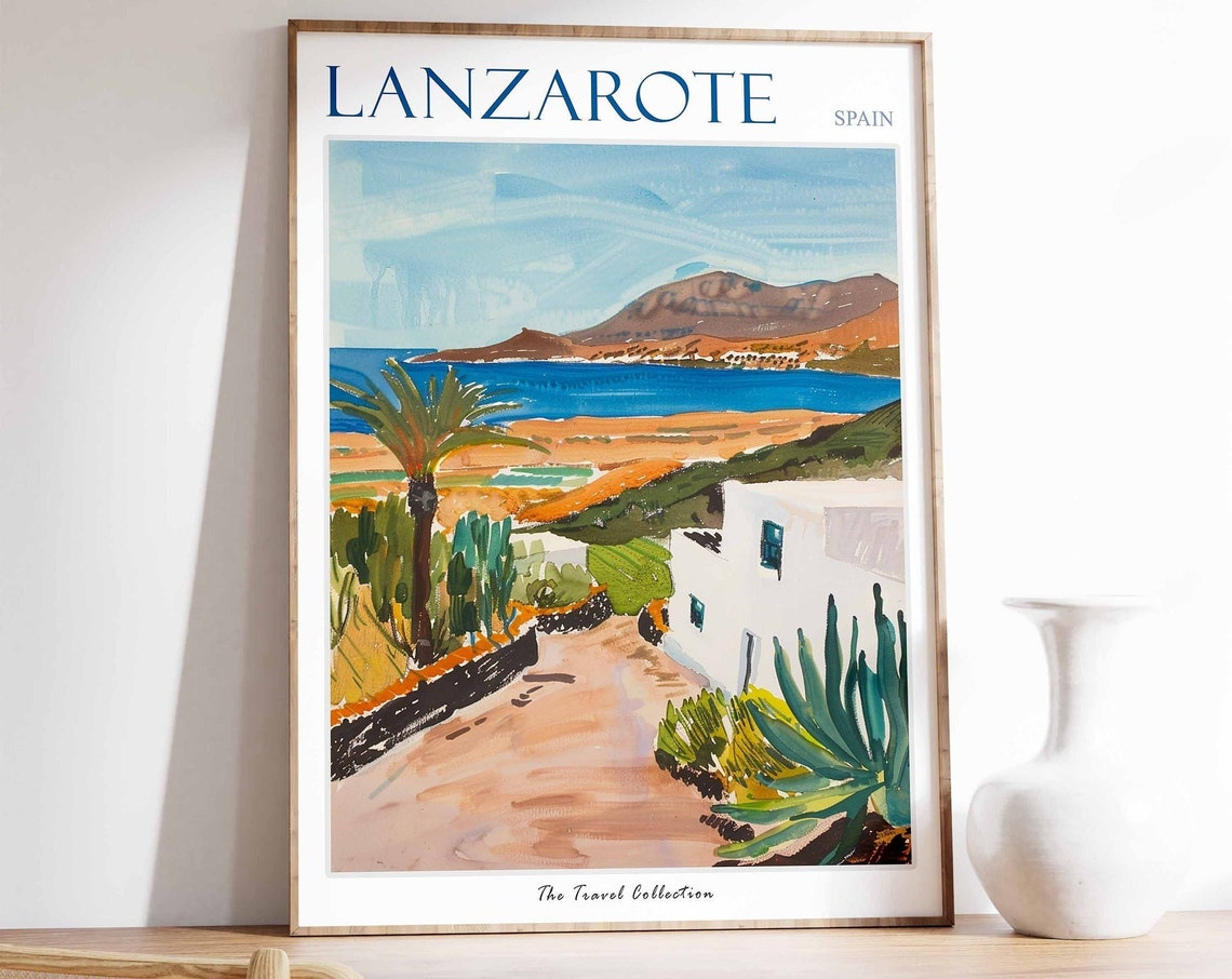 Lanzarote Spain Volcanic Coast White Villa Travel Collection Poster