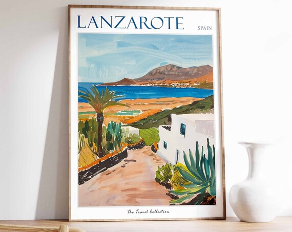 Lanzarote Poster Lanzarote Travel Print Tropical Decor Sea Wall Art Spanish Decor Spain Travel Print Lanzarote Gift
