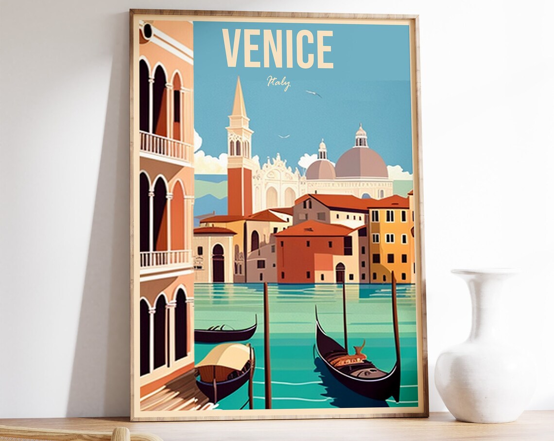 Venice Vintage Travel Poster, Italy Travel Wall Art