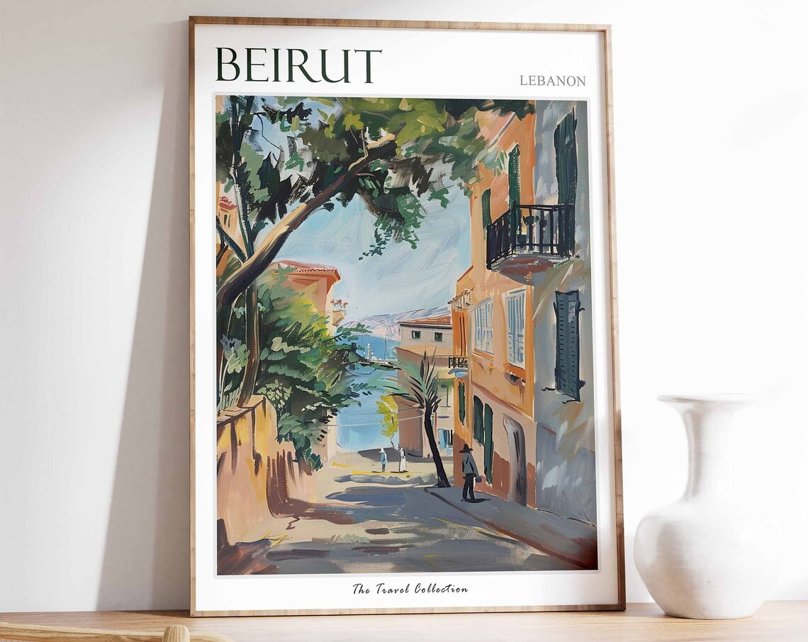Beirut Lebanon Old Street Leading To The Sea Painting Poster