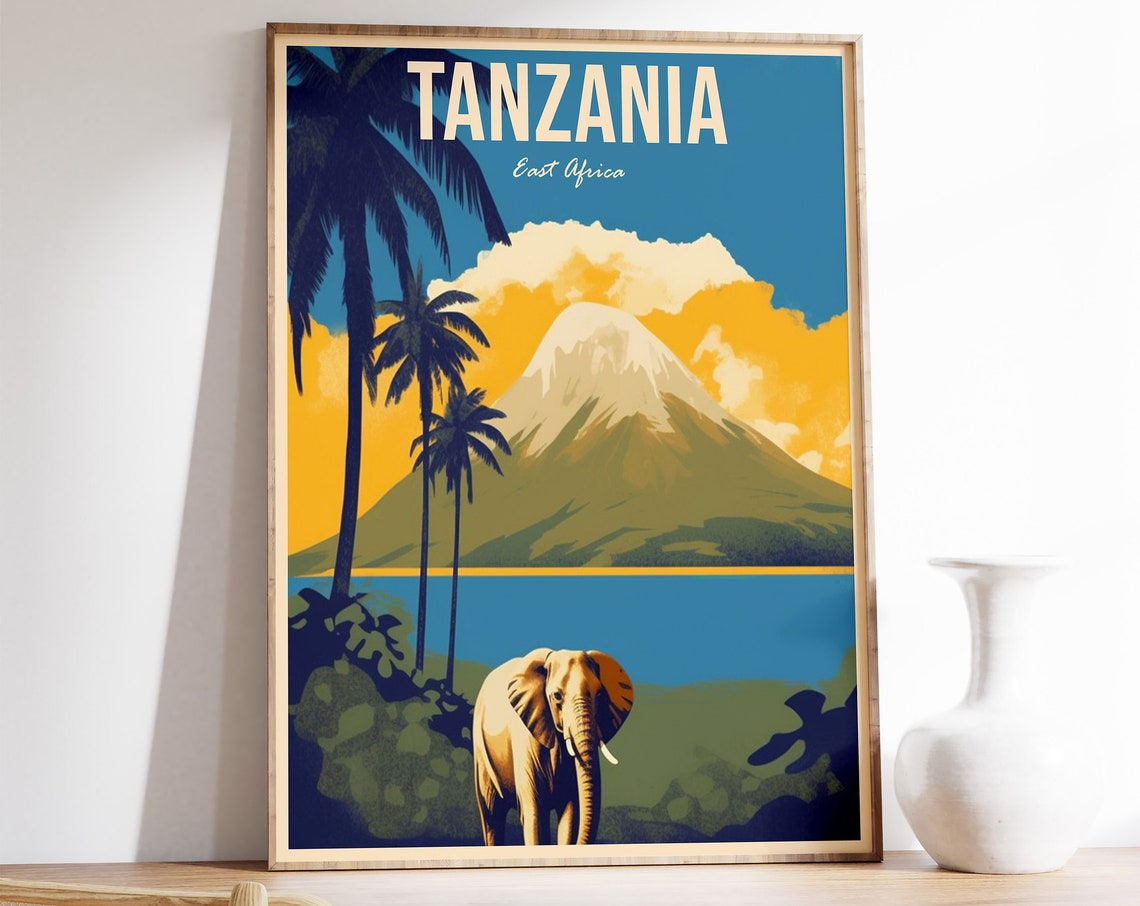 Tanzania Travel Print Tanzania Travel Poster Africa Travel Wall Art Colourful Travel Art Vintage Travel Travel Gift A1a2a3a4