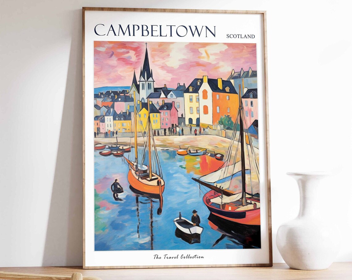 Campbeltown Travel Poster, Scottish Coastal Decor
