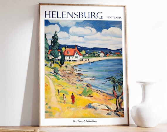 Helensburgh Poster Helensburgh Travel Print Scotland Travel Poster Scottish Decor Tropical Decor Sea Print Helensburgh Travel Poster