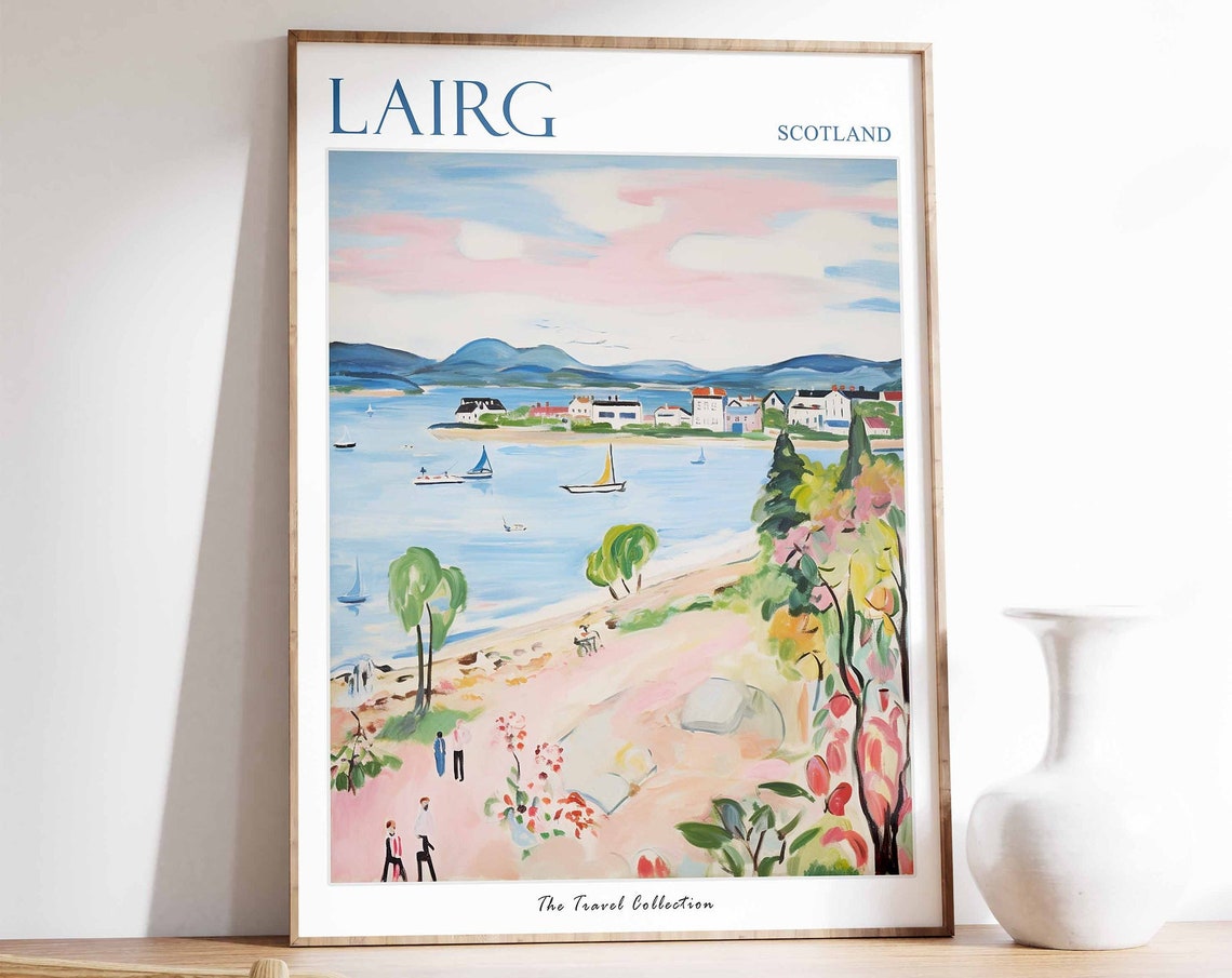 Lairg Poster Lairg Travel Print Scotland Travel Poster Scottish Decor Tropical Decor Sea Print Lairg Gift Lairg Travel Poster