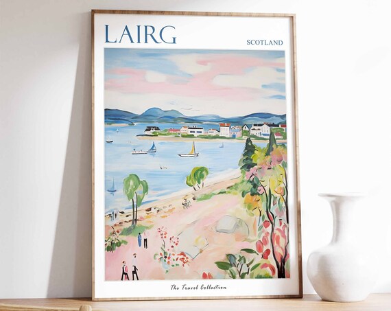 Lairg Poster Lairg Travel Print Scotland Travel Poster Scottish Decor Tropical Decor Sea Print Lairg Gift Lairg Travel Poster