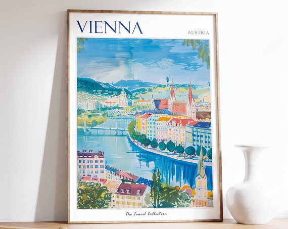 Vienna Poster Vienna Travel Print Tropical Decor Sea Wall Art Austrian Decor Austria Travel Print Vienna Gift Vienna Travel Poster