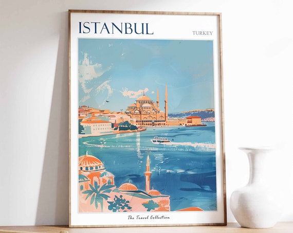Istanbul Poster Istanbul Travel Print Turkish Travel Poster Istanbul Art Islamic Travel Print Istanbul Gift Turkey Gift Turkish Art