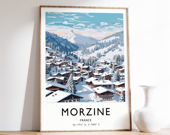 Morzine France Snowy Ski Village Alpine Resort Travel Poster