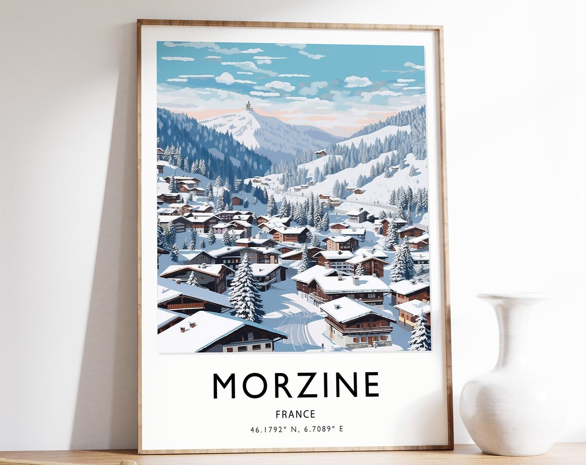 Morzine France Snowy Ski Village Alpine Resort Travel Poster