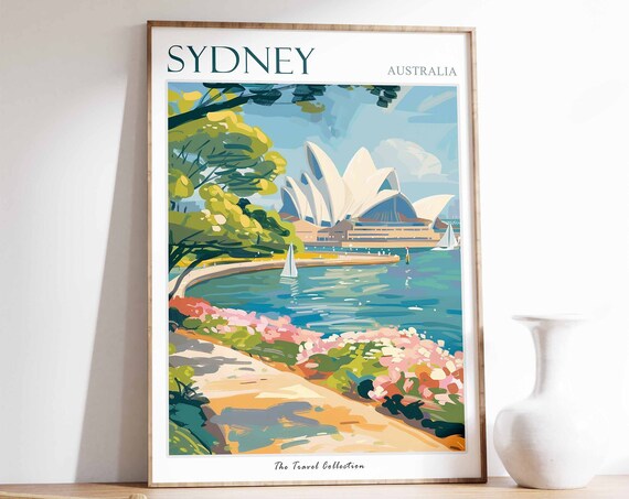 Sydney Australia Opera House Harbor Waterfront Illustration Poster
