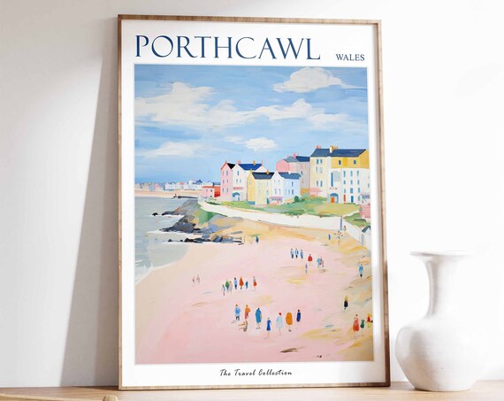 Porthcawl Poster Porthcawl Travel Print Wales Travel Poster Welsh Decor Tropical Decor Porthcawl Gift Porthcawl Travel Poster