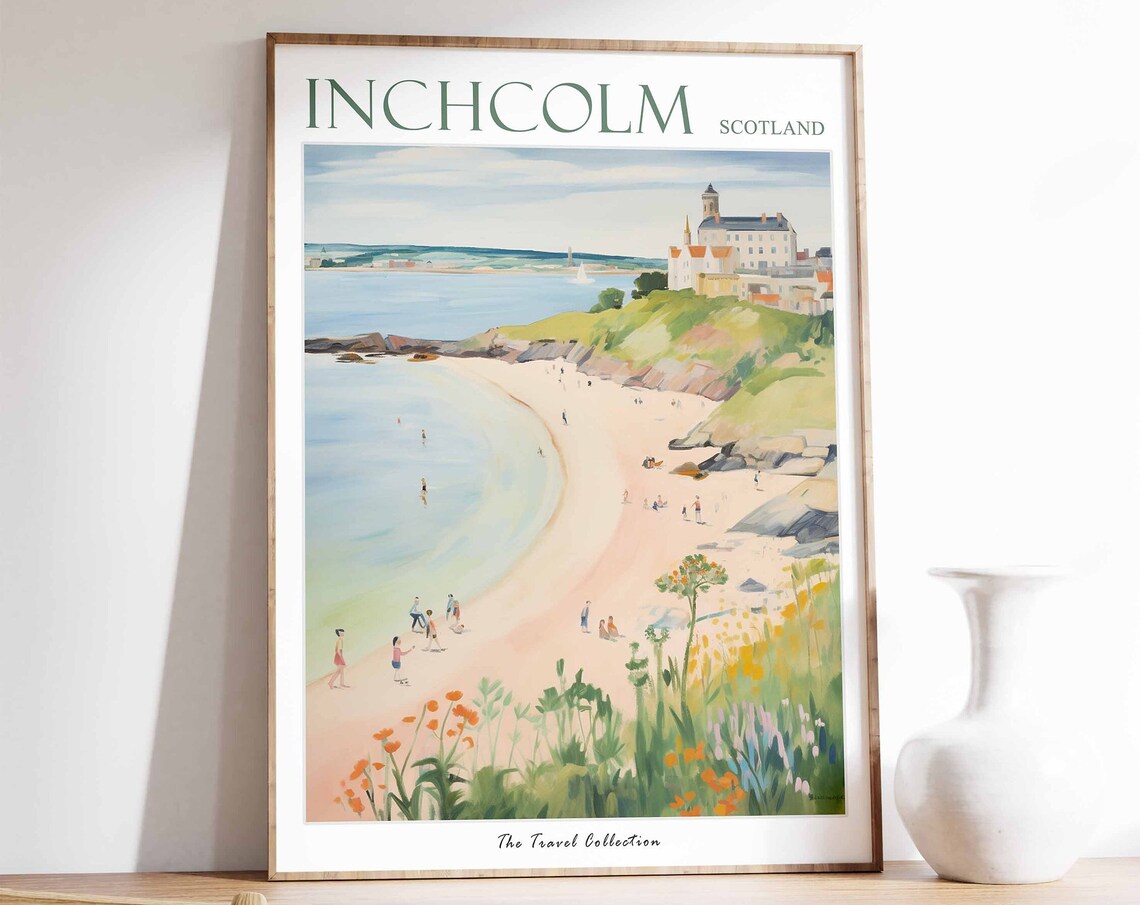 Inchcolm Scotland Castle Cove Wildflowers Beach Coast View Poster