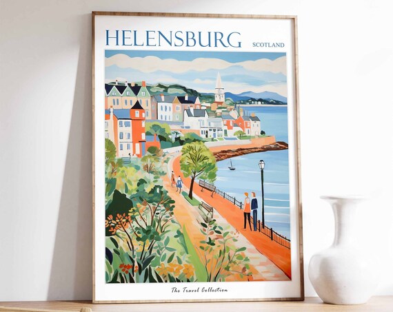 Helensburgh Poster Helensburgh Travel Print Scotland Travel Poster Scottish Decor Tropical Decor Sea Print Helensburgh Travel Poster