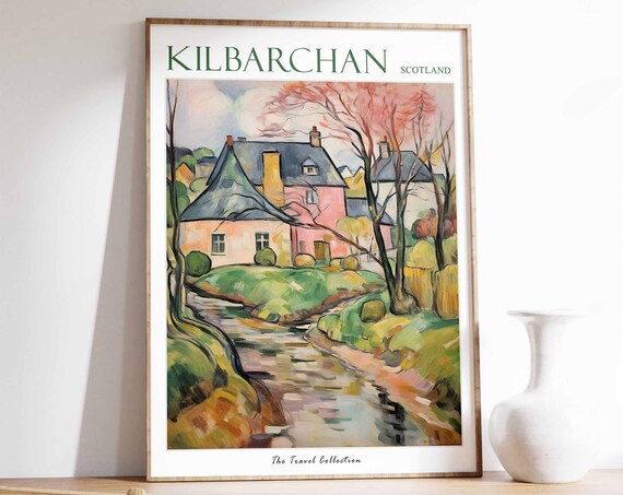 Kilbarchan Poster Kilbarchan Travel Print Scotland Travel Poster Scottish Decor Tropical Decor Sea Print Kilbarchan Travel Poster