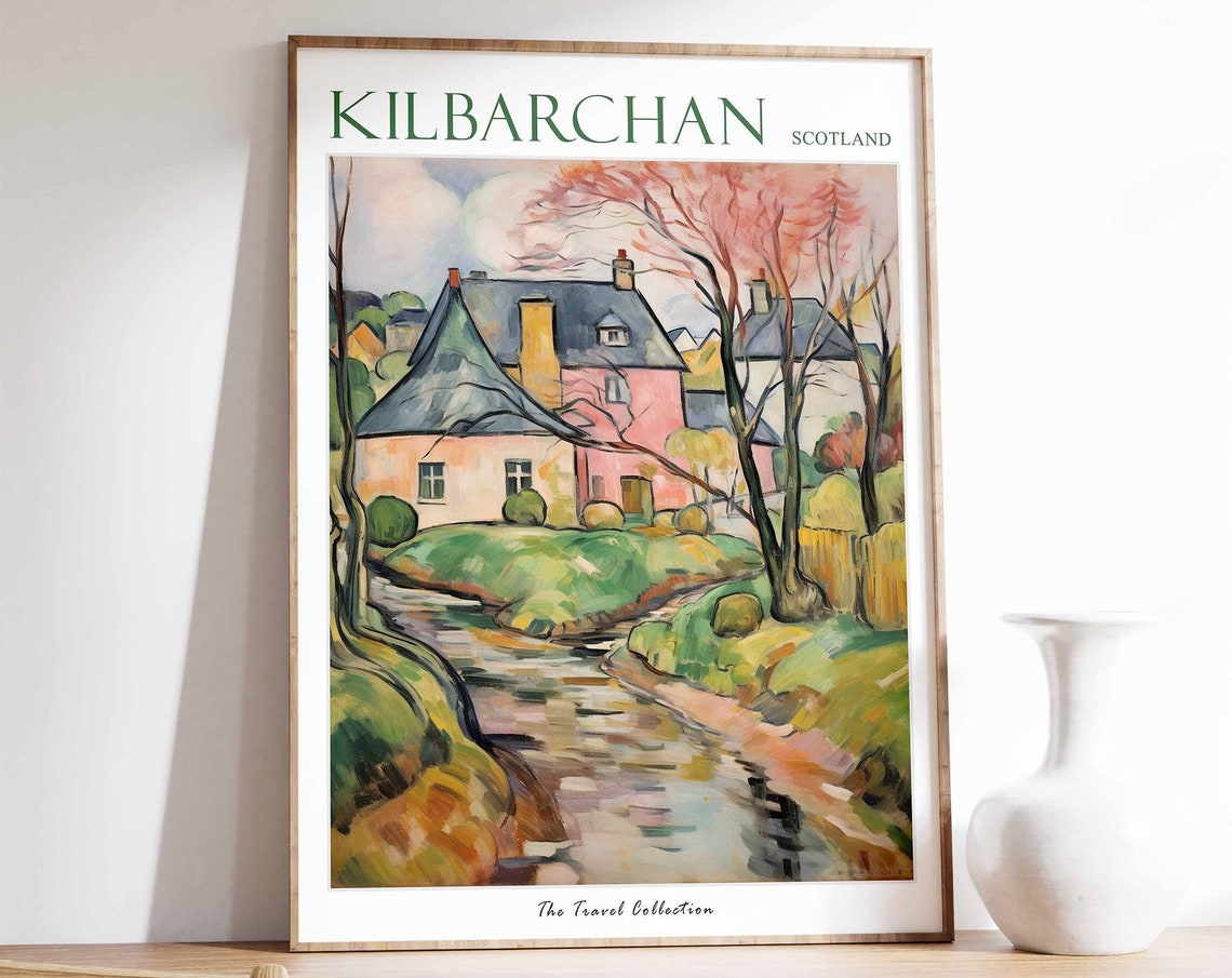 Kilbarchan Poster Kilbarchan Travel Print Scotland Travel Poster Scottish Decor Tropical Decor Sea Print Kilbarchan Travel Poster